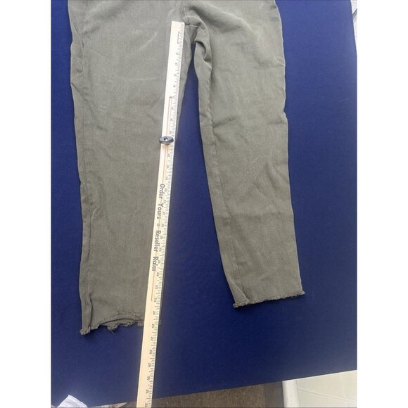 Overall Capri Raw edge Olive Green Suspender style back distressed L Olivaceous - Picture 8 of 10